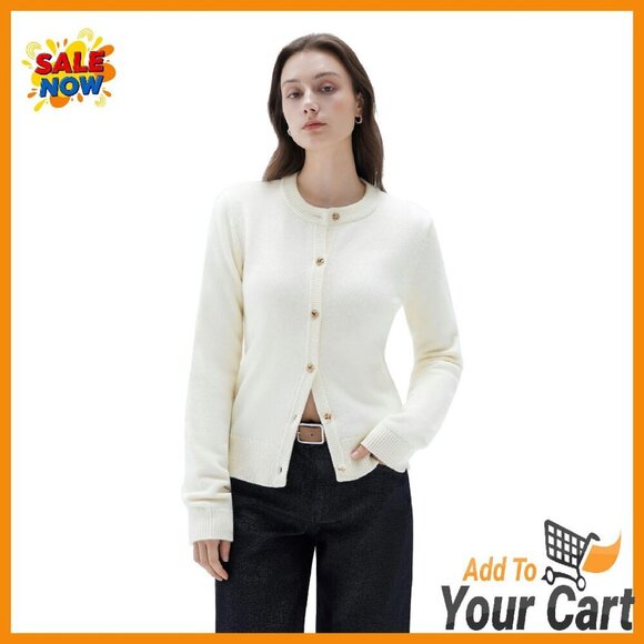 Sweaters - Chunky Cashmere Cardigan Women's Sweater Button Up Long Sleeve Knit